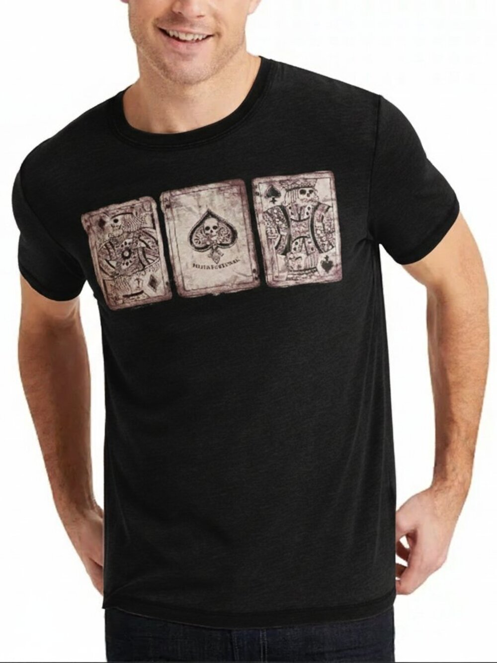 Lucky Brand Men's Poker Cards short sleeve T-Shirt Black L